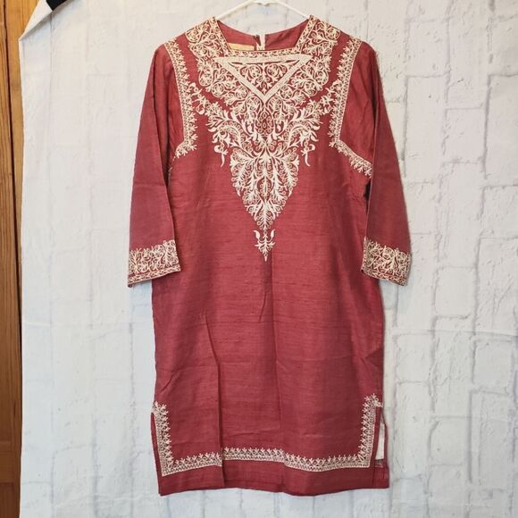 VINTAGE 1960s DELHIWALA Silk Ethnic Tunic Dress 8 - Picture 1 of 13